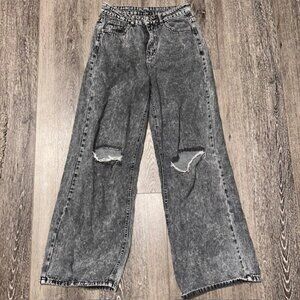 SHEIN Women Distressed High-Rise Mom Jeans Size S 165/66B Distressed Charcoal